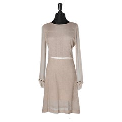 Beige chiffon and lace cocktail dress with attached bracelets Chloé