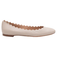 Beige Chloe Lauren Scalloped Ballet Flats Size 39.5