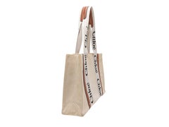 Beige Chloe Logo Cavnas Tote Bag