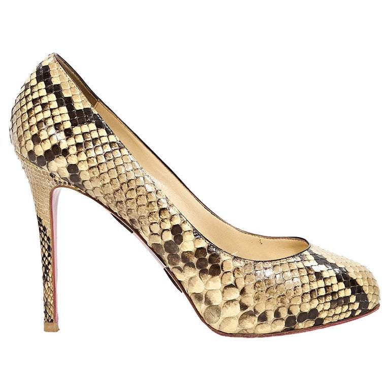 Beige Christian Louboutin Snakeskin Pumps For Sale at 1stDibs