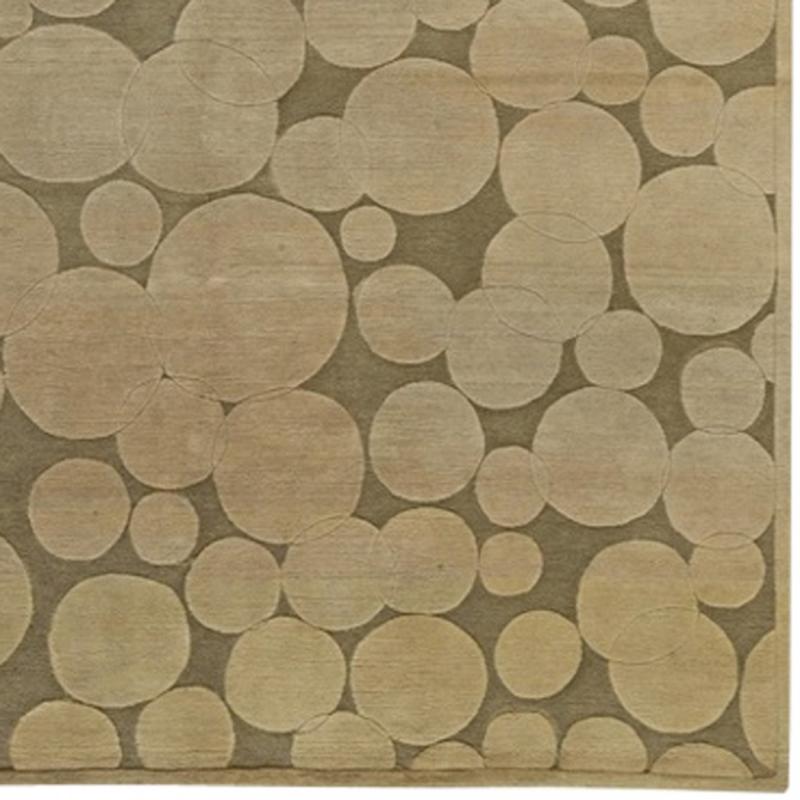 Zeitgenössischer handgeknüpfter Wollteppich mit abstraktem Kreismuster in Beige und Taupe (9 x 6')

Bitte beachten Sie: gebrauchter Zustand