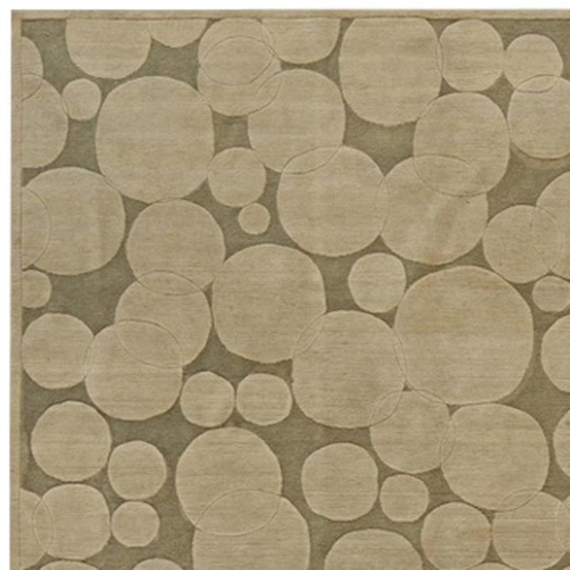 Beige Kreis gemusterter Vorleger (Unbekannt) im Angebot