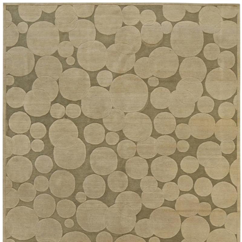 Beige Kreis gemusterter Vorleger (Handgeknüpft) im Angebot