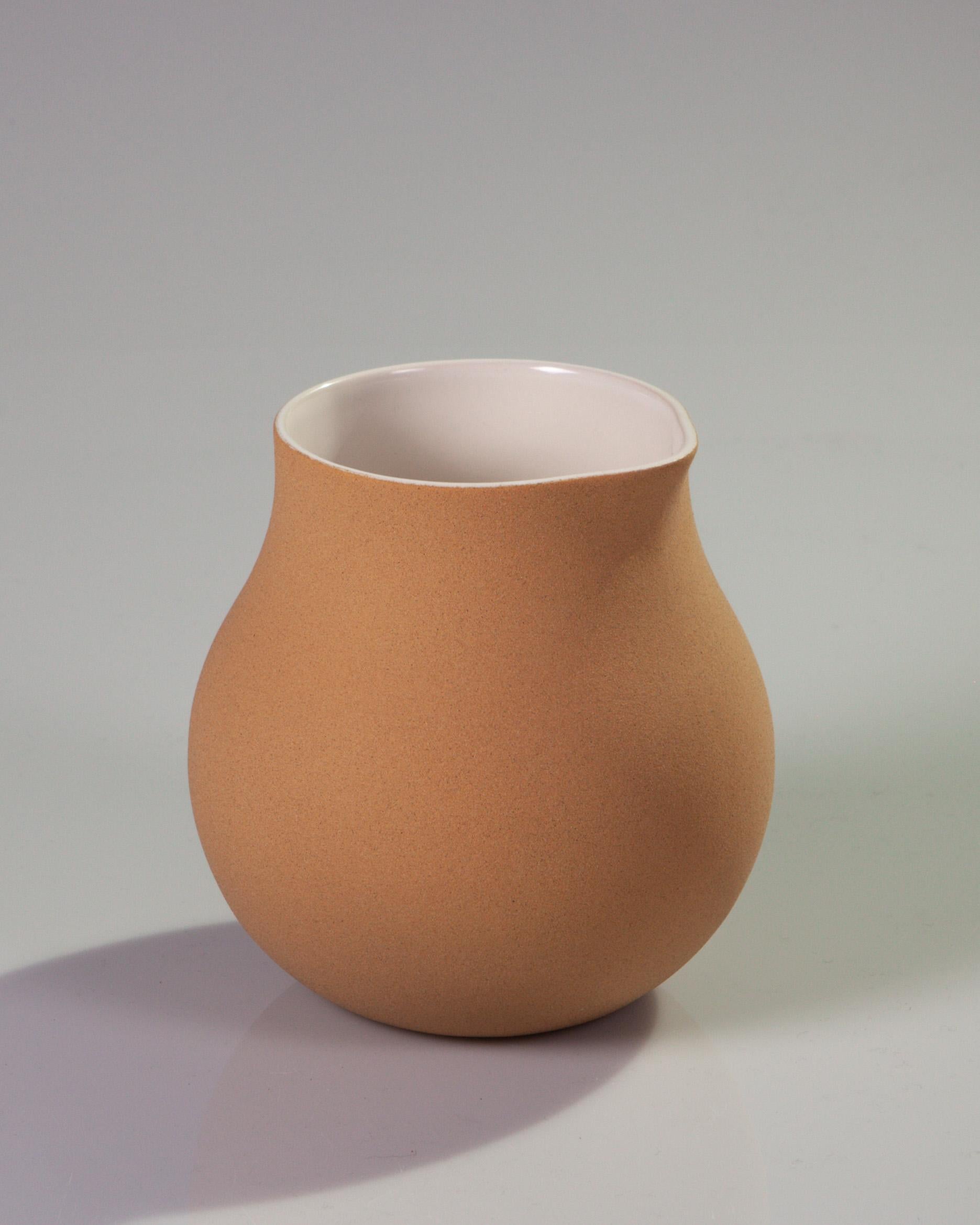Beige Clay and Stoneware Vessel, Tall, in Stock 1