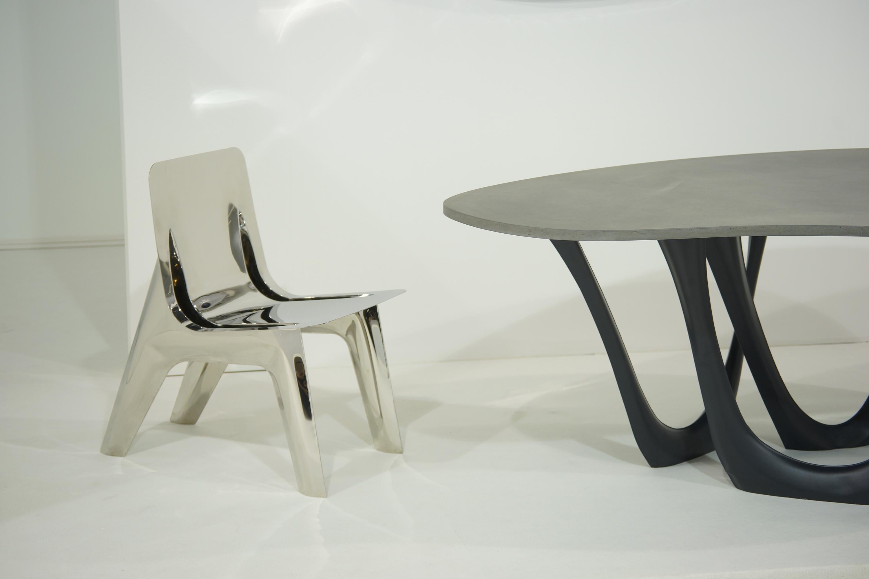 Powder-Coated Beige Concrete Steel Sculptural G-Table by Zieta For Sale