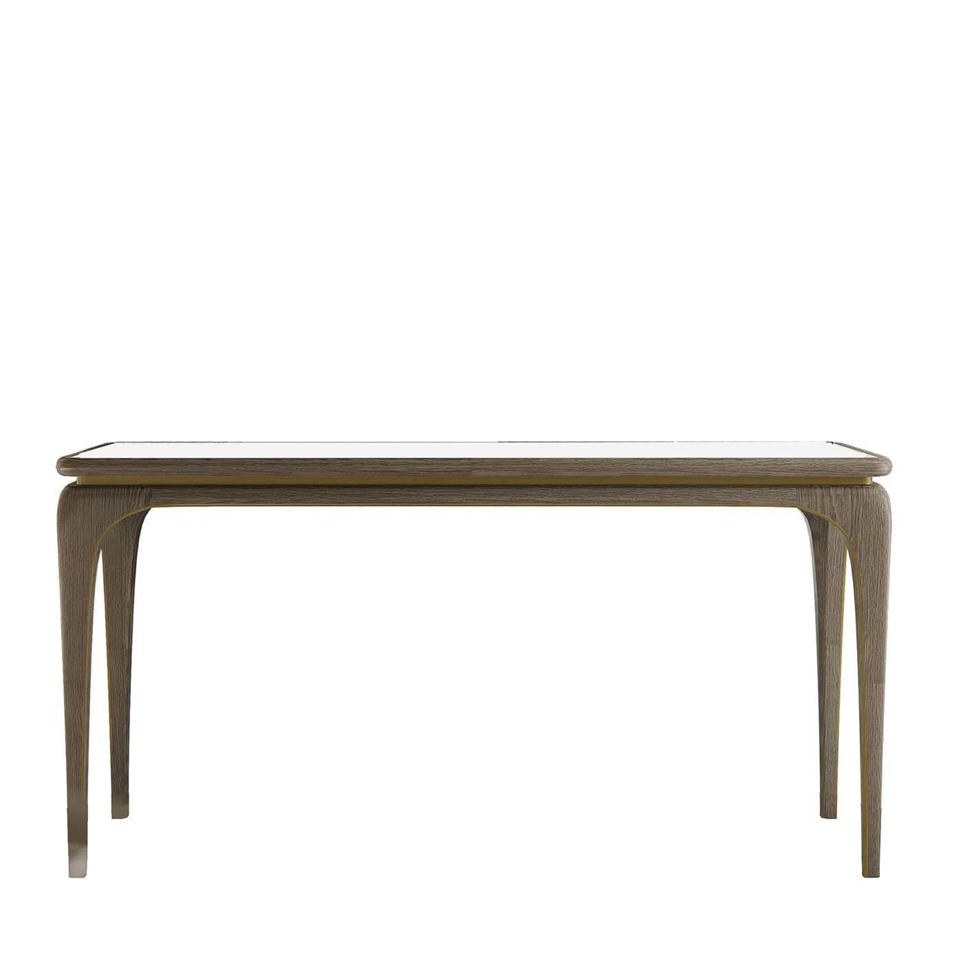 beige console table