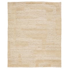 Tapis en laine beige de style marocain contemporain à motifs géométriques By Apadana