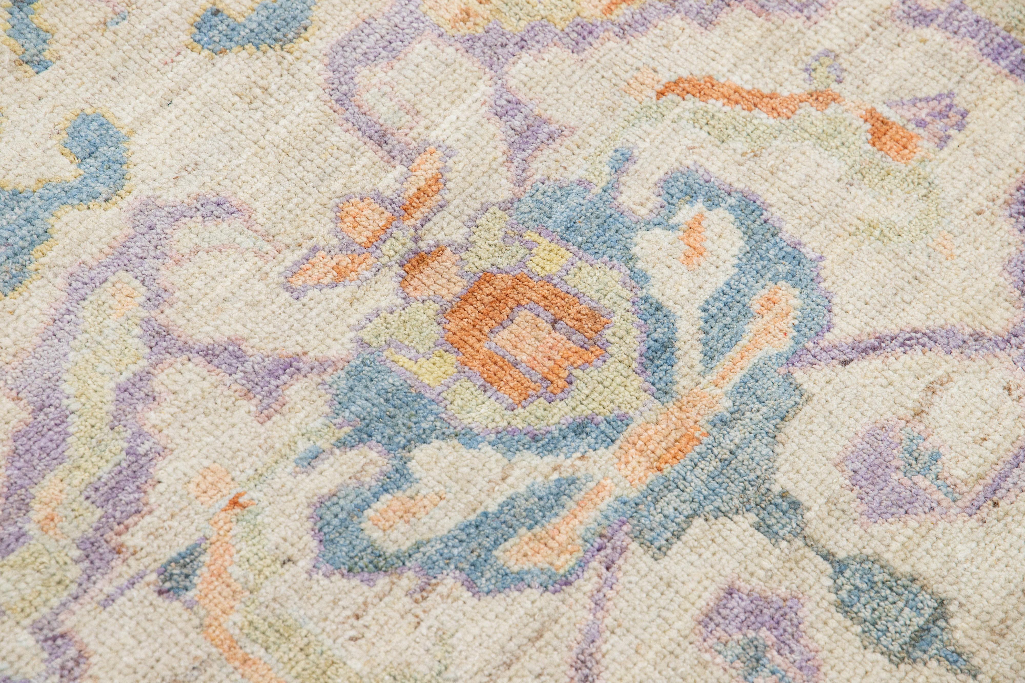 Beige Contemporary Sultanabad Handmade Floral Pattern Wool Rug im Angebot 3