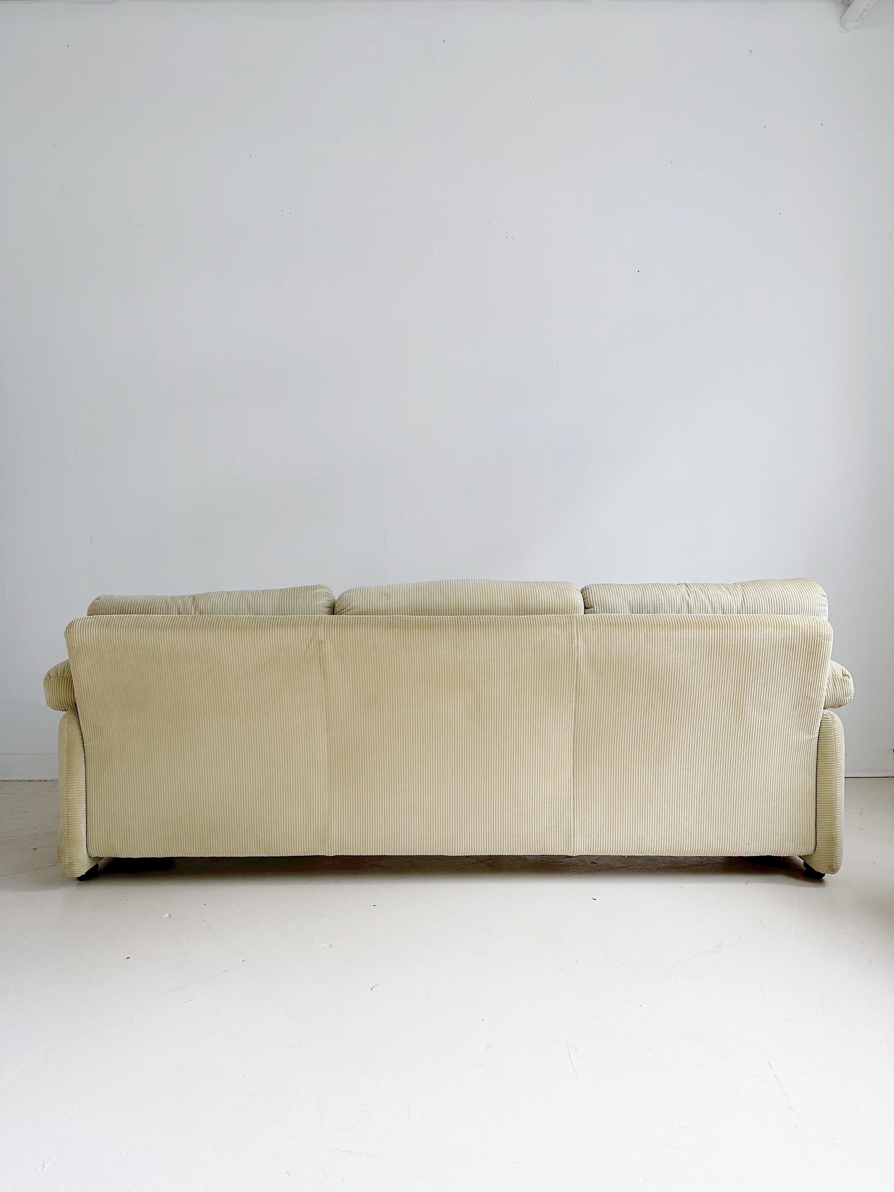 Beige Corduroy 3-Seater Coronado Sofa by Tobia Scarpa for C&B 4