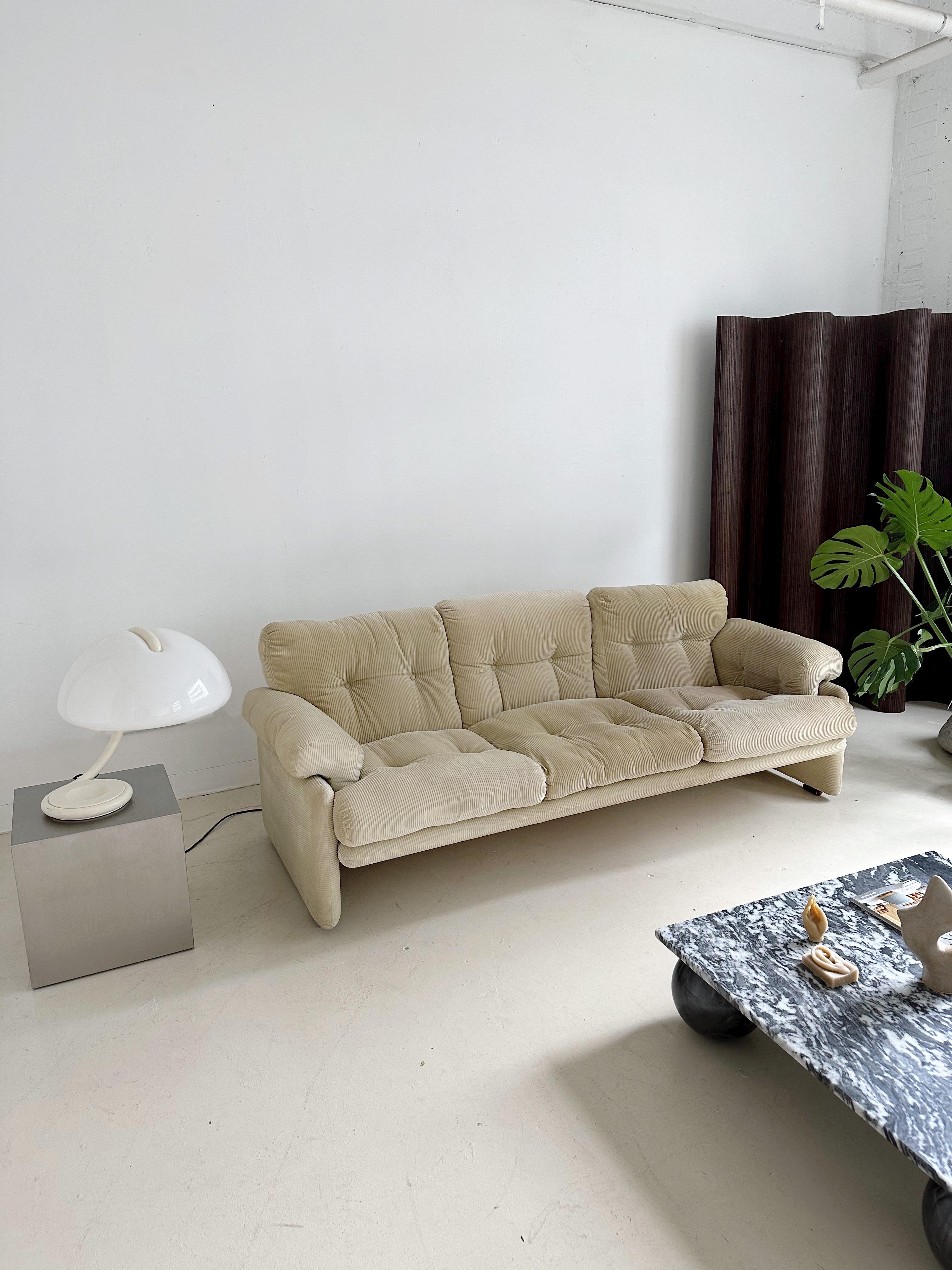 Beige Corduroy 3-Seater Coronado Sofa by Tobia Scarpa for C&B 7