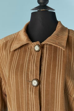 Padded beige corduroy and leather single breasted coat D&G by Dolce &Gabbana