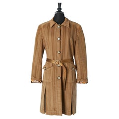 Manteau matelassé en velours côtelé beige et cuir D&G by DOLCE & GABBANA