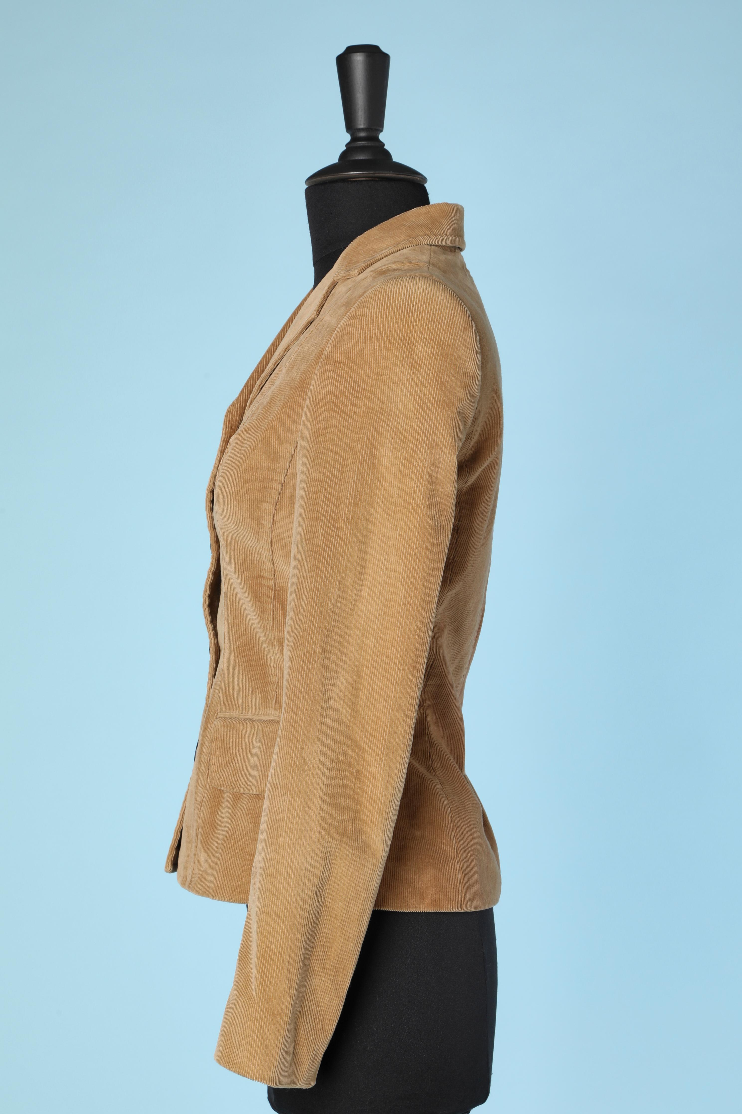 Beigefarbene einreihige Jacke aus Kord DOLCE & GABBANA Damen im Angebot