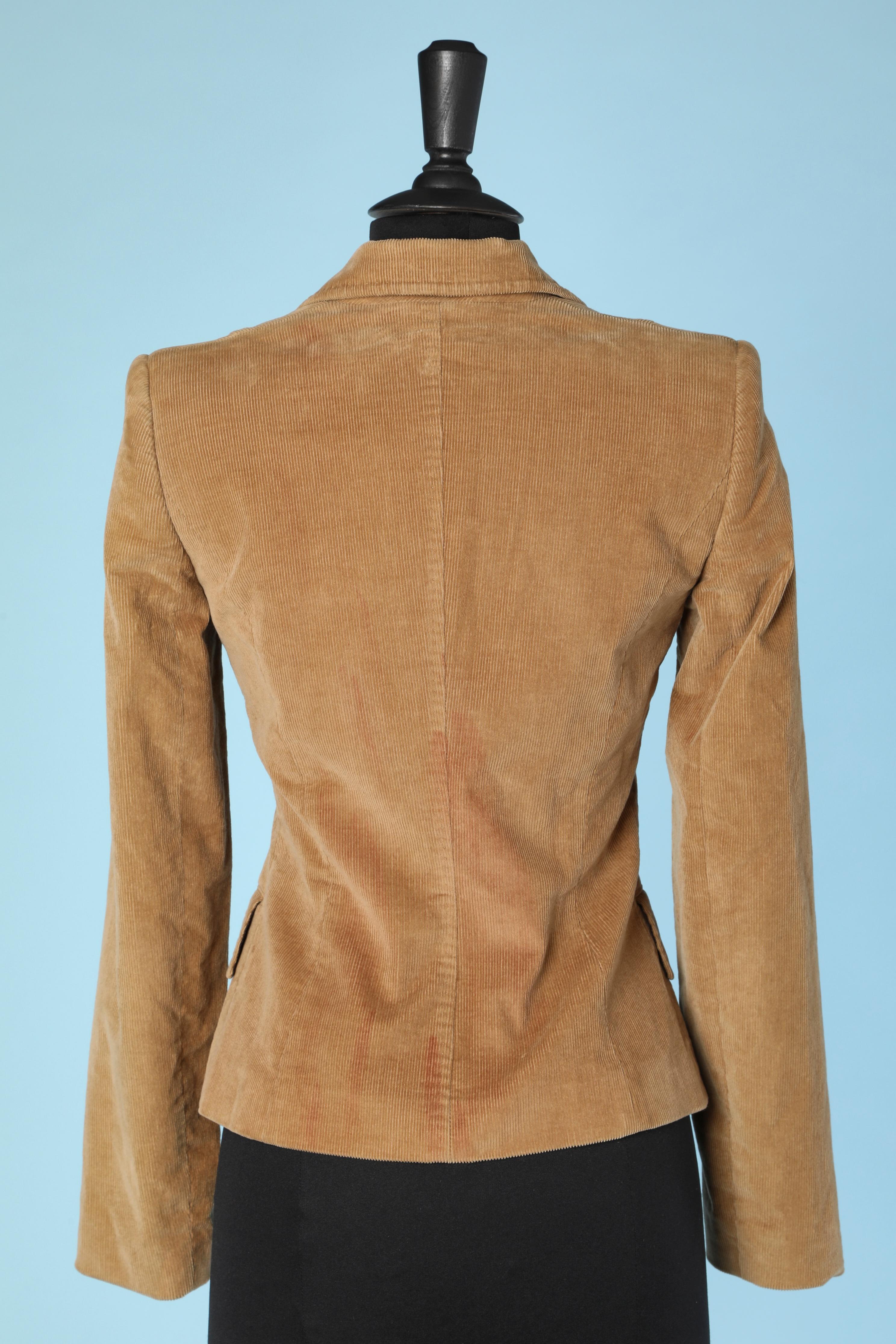 Beigefarbene einreihige Jacke aus Kord DOLCE & GABBANA im Angebot 1