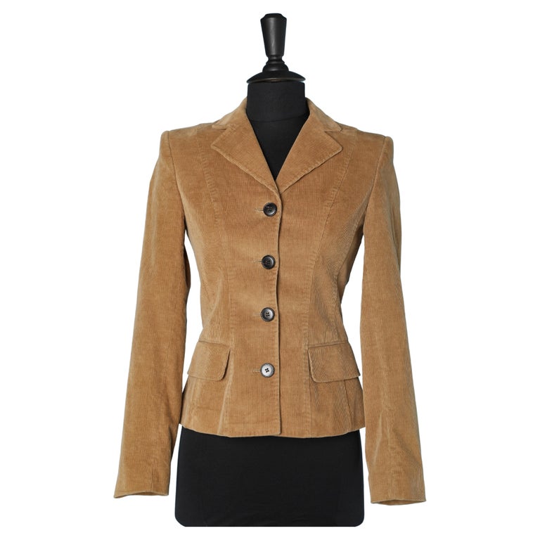 Giacca monopetto in velluto a coste beige Dolce and Gabbana in