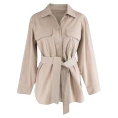 Beige cotton belted safari shirt