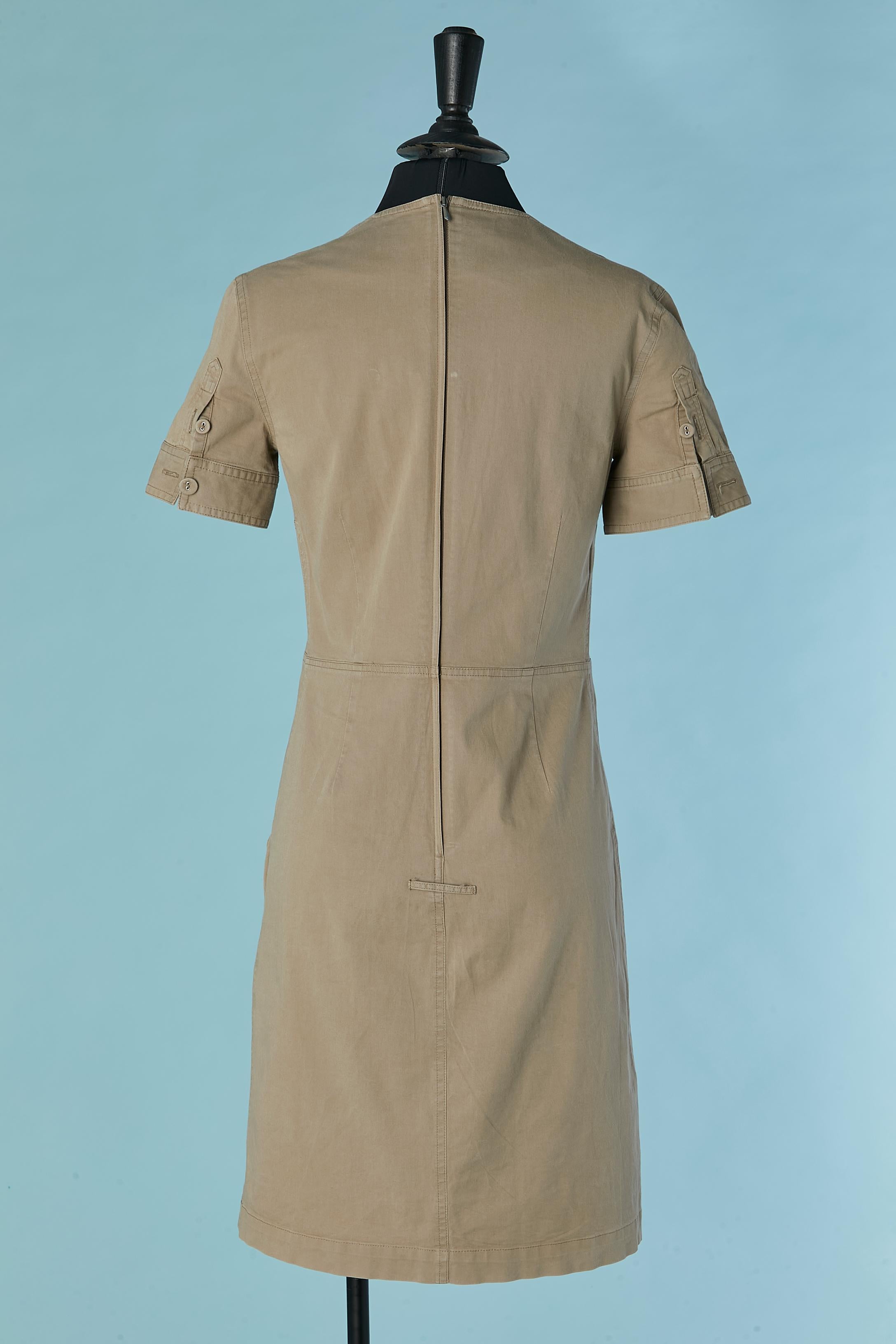 Beige cotton dress with laces and eyelet on the front Jean-Paul Gaultier Femme For Sale 2
