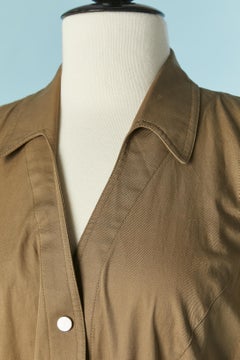 Beige cotton dress with laces on the side THIERRY MUGLER