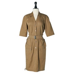 Abito beige in cotone con lacci laterali Thierry Mugler