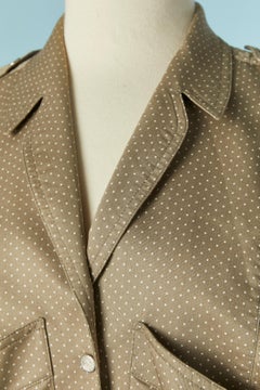 Beige cotton dress with white Polka dot print THIERRY MUGLER