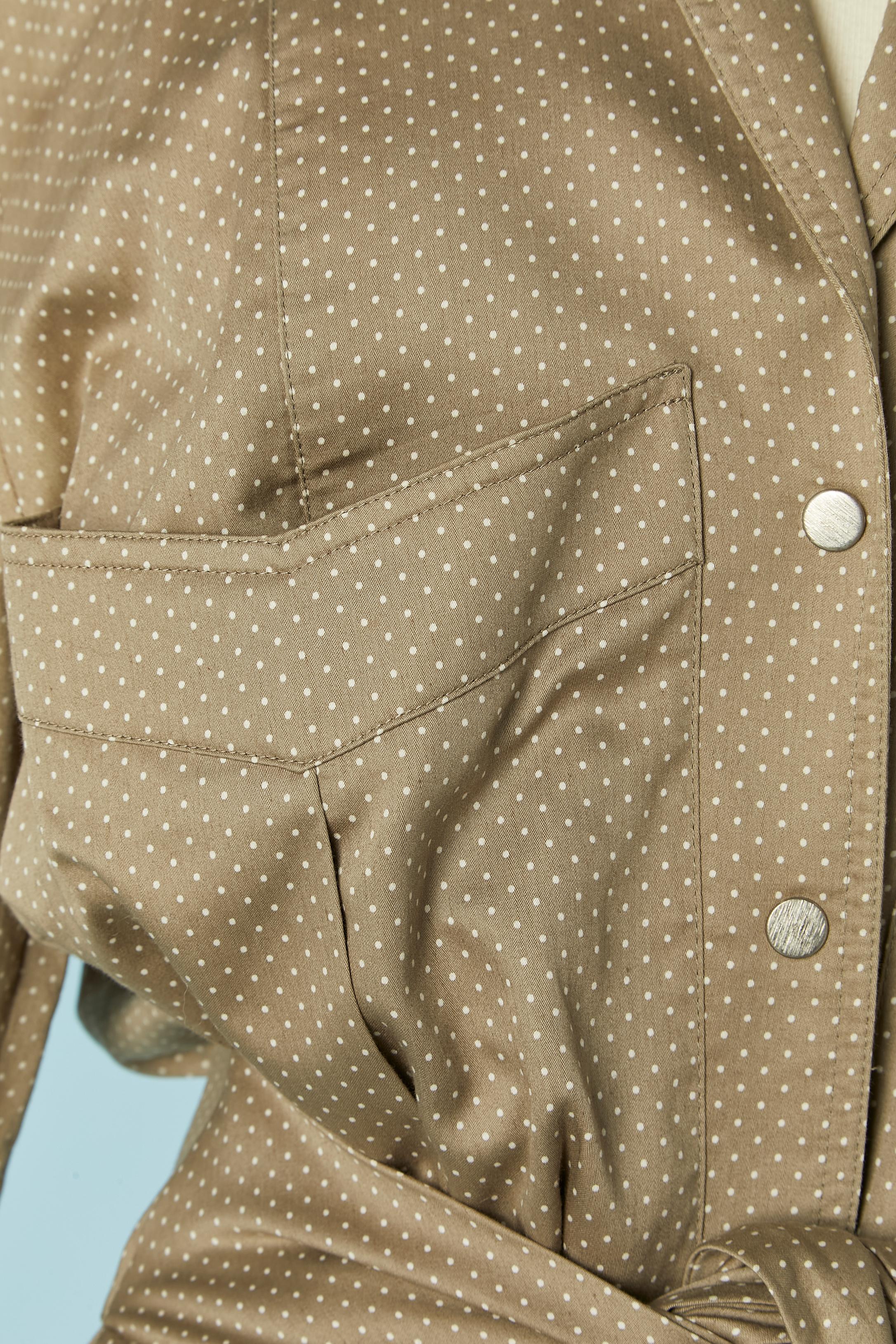 Brown Beige cotton dress with white Polka dot print THIERRY MUGLER For Sale