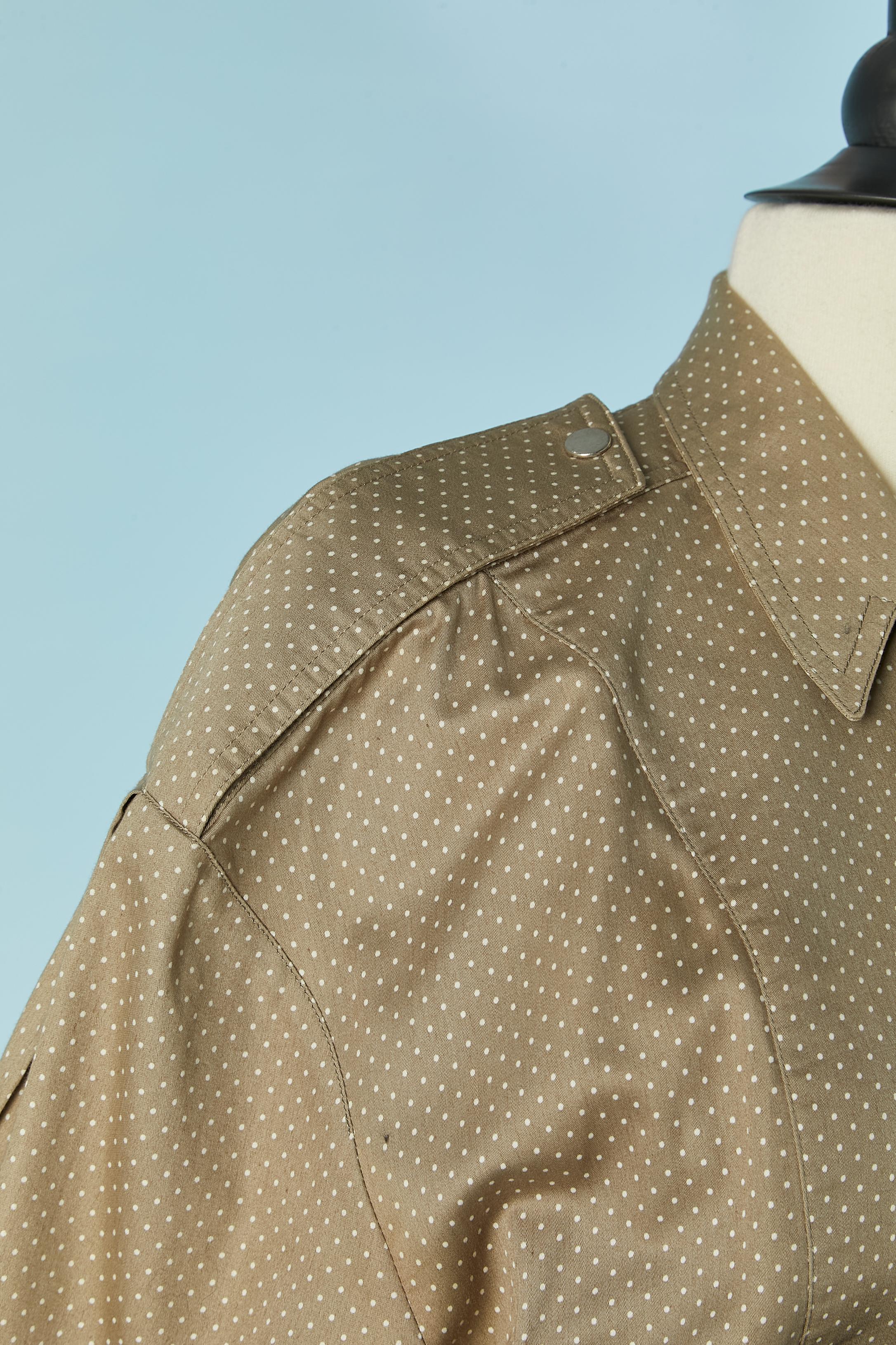 Beige cotton dress with white Polka dot print THIERRY MUGLER In Excellent Condition For Sale In Saint-Ouen-Sur-Seine, FR