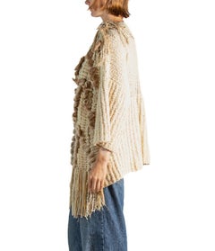 Beige Cotton Fringe Sweater