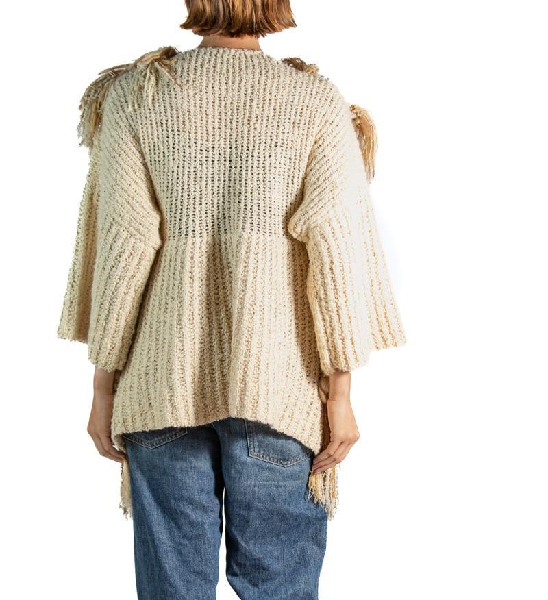Beige Cotton Fringe Sweater For Sale 1