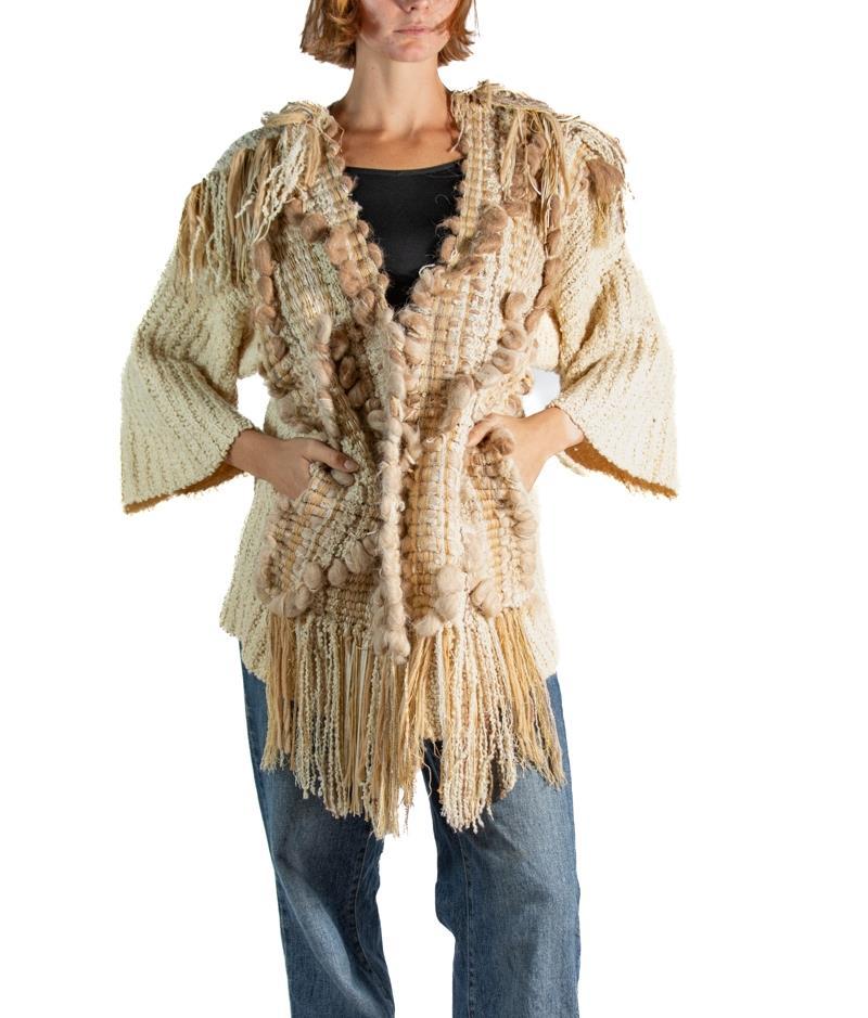 Beige Cotton Fringe Sweater For Sale 2