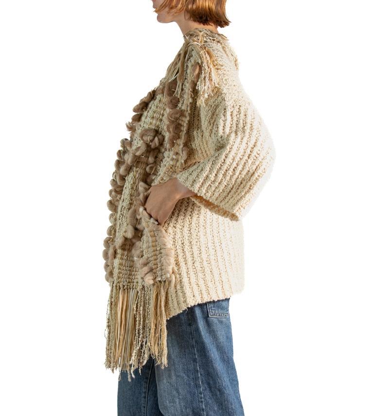 Beige Cotton Fringe Sweater For Sale 3