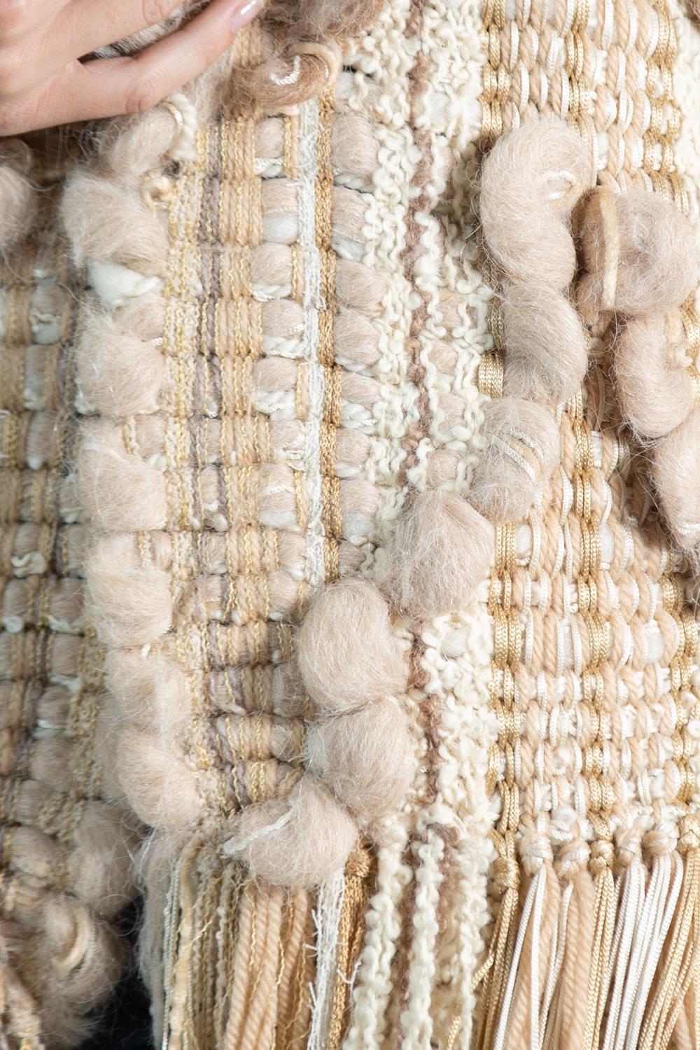 Beige Cotton Fringe Sweater For Sale 4