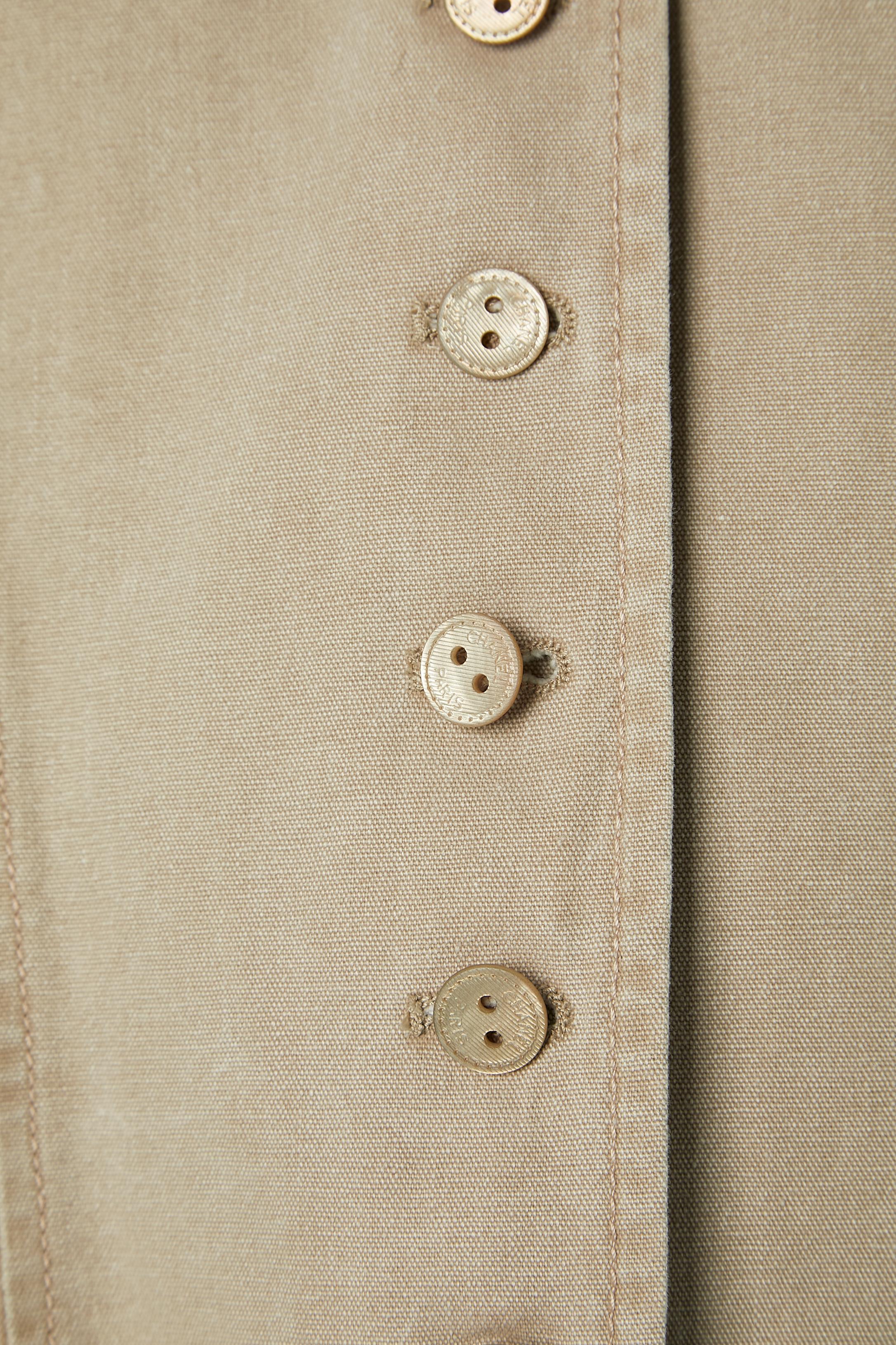 Women's Beige cotton jacket with branded buttons Chanel  For Sale