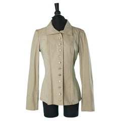 Used Beige cotton jacket with branded buttons Chanel 