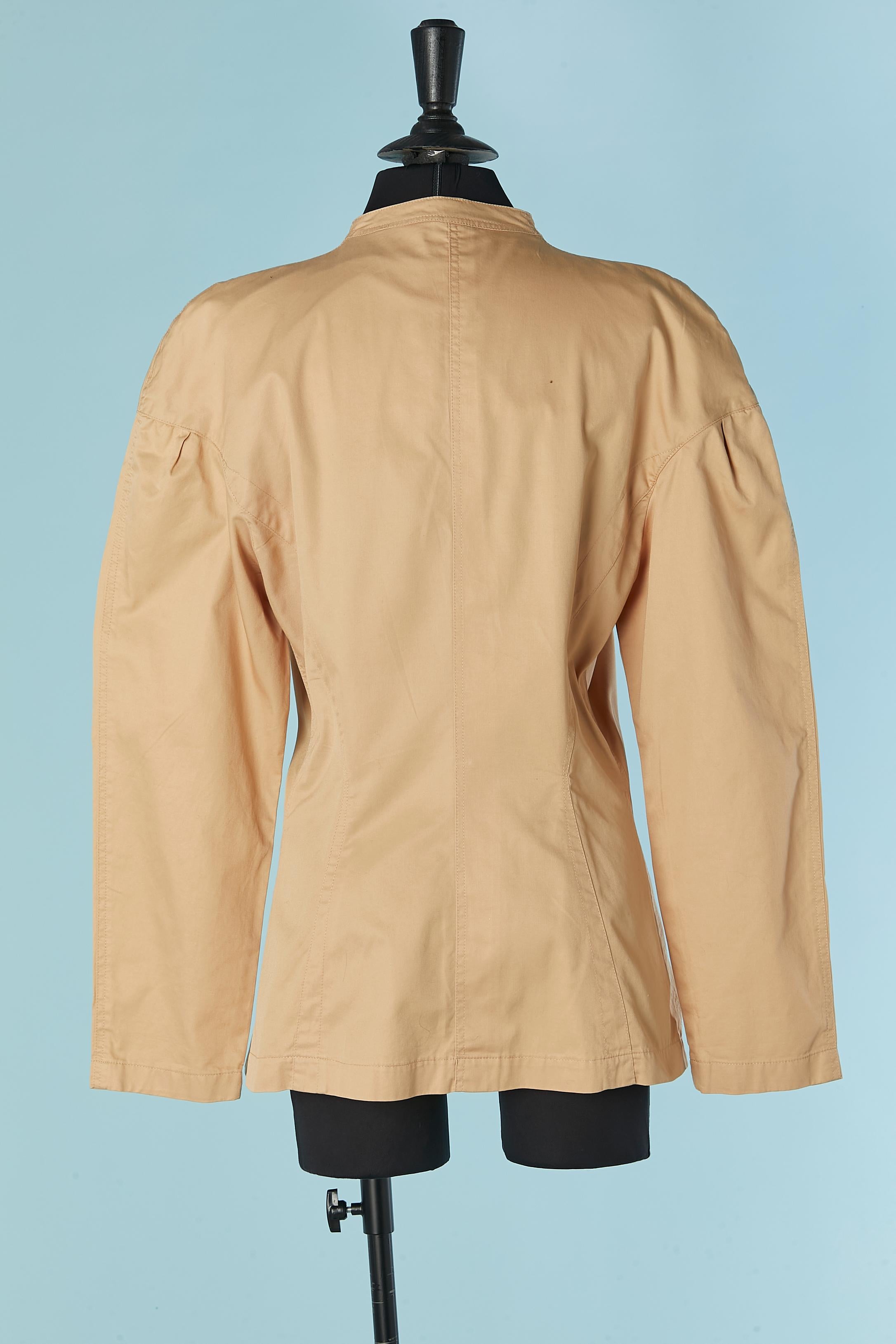 Chaqueta de algodón beige con botones joya THIERRY MUGLER Active en venta 1