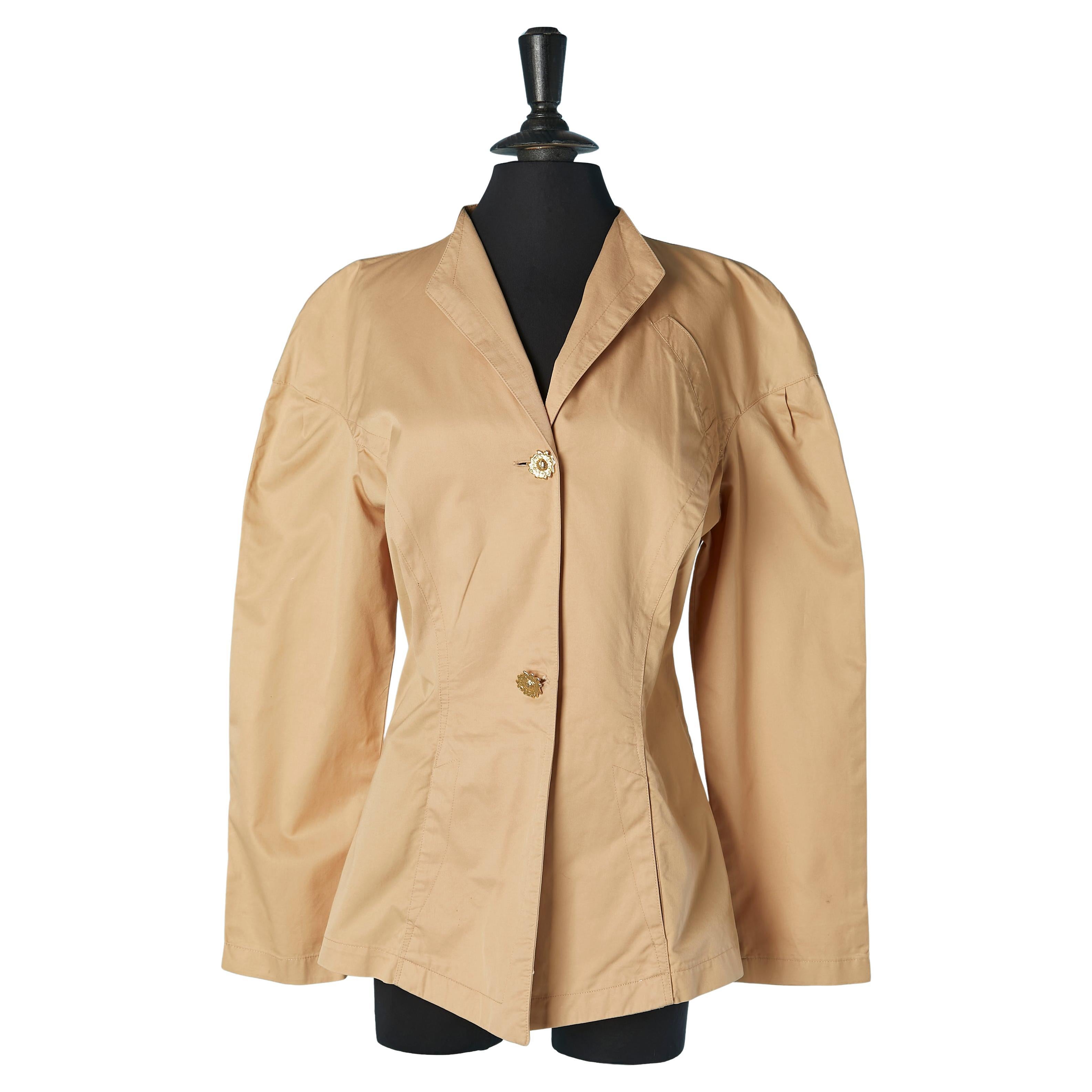 Beige cotton jacket with jewellery buttons THIERRY MUGLER Active