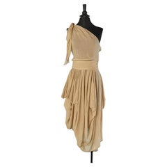 Abito da cocktail monospalla in cotone beige ALEXANDRE VAUTHIER