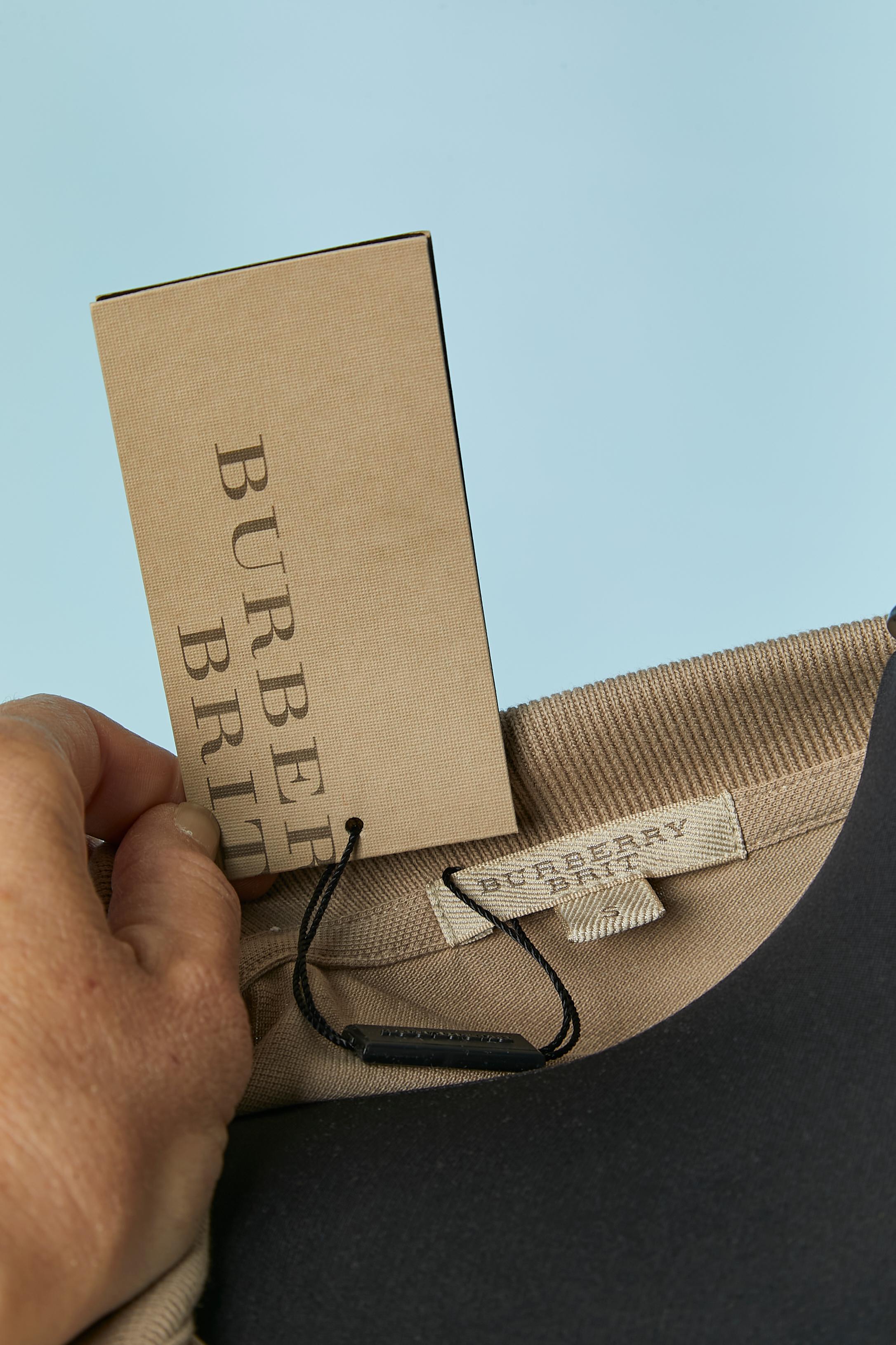 Beigefarbenes Baumwoll-Polohemd mit kariertem Muster und ballonärmeln BURBERRY BRIT Neu im Angebot 3