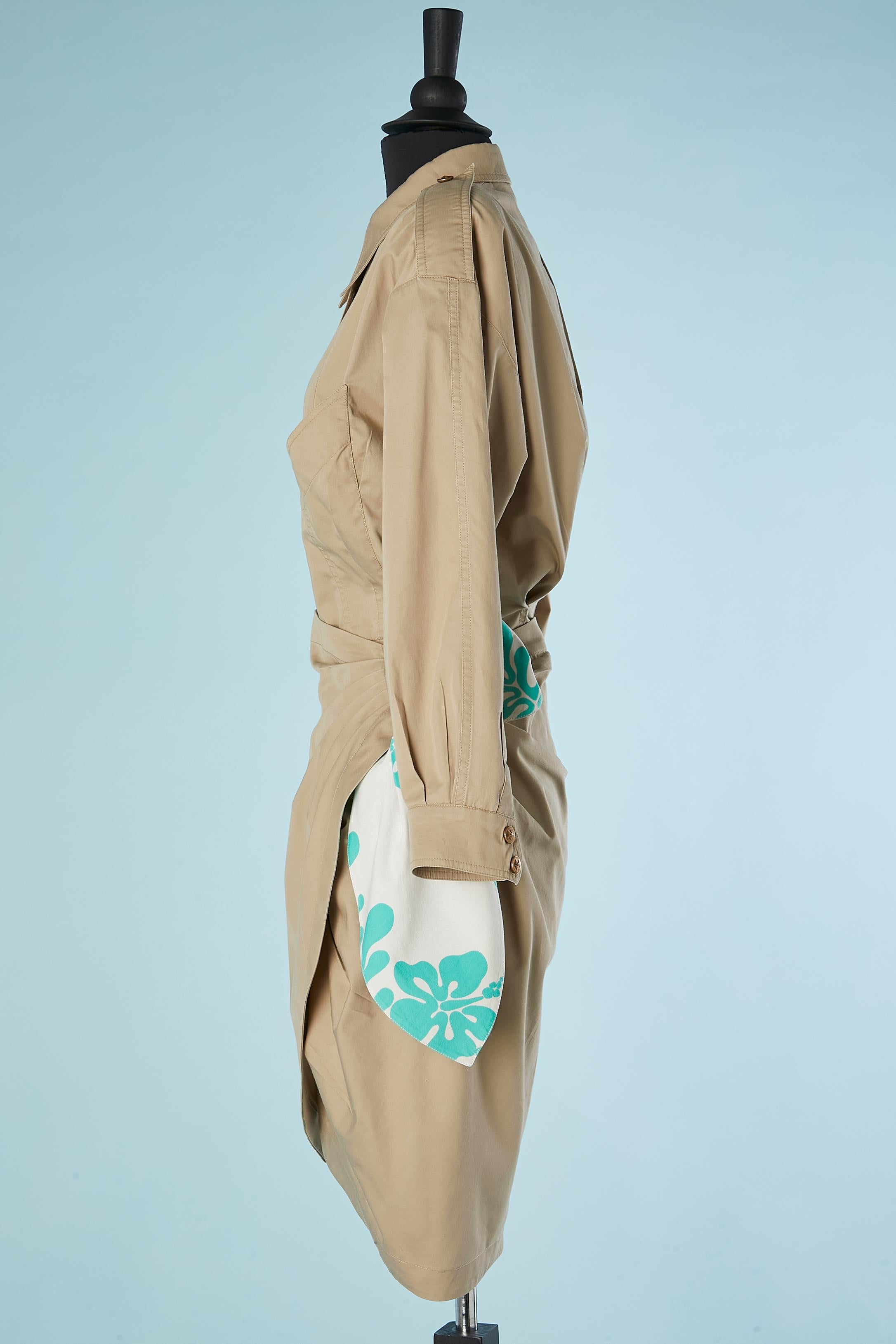 Beige cotton Safari dress, wrap on the hips Thierry Mugler  2
