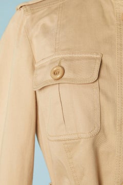 Beige cotton safari jacket with pockets and belt Moschino Cheap&Chic