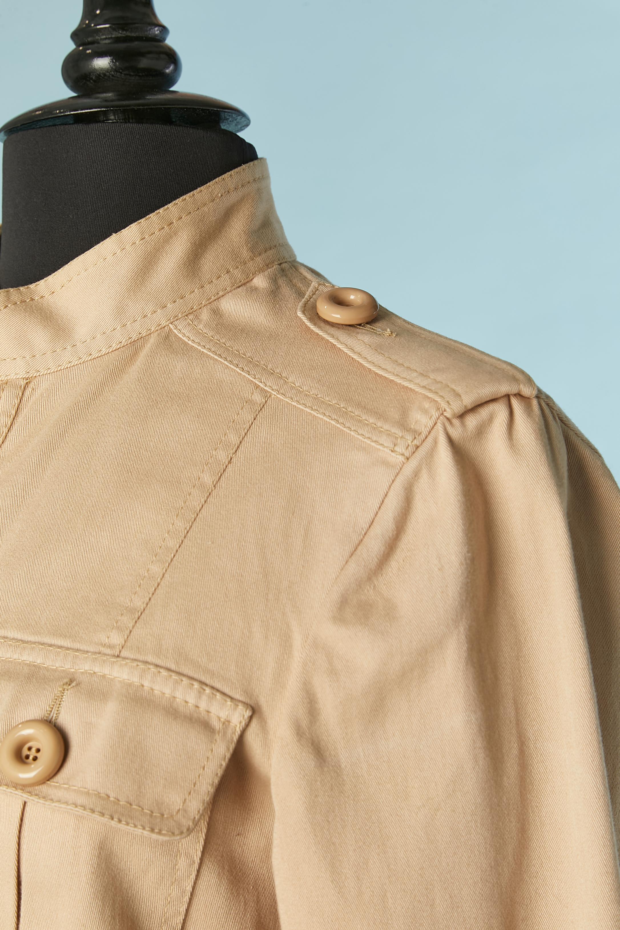 Women's Beige cotton safari jacket with pockets and belt Moschino Cheap&Chic For Sale