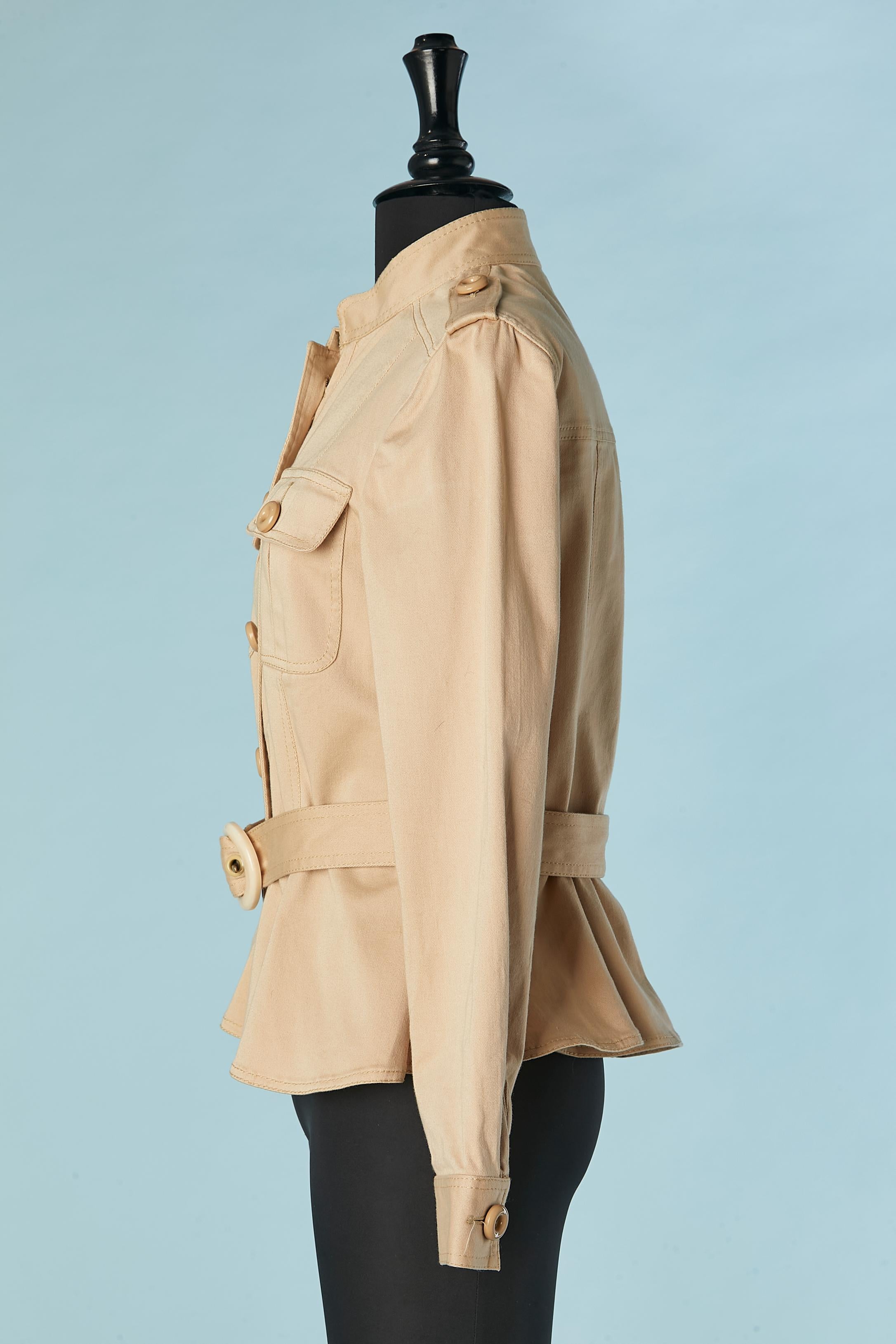Beige cotton safari jacket with pockets and belt Moschino Cheap&Chic For Sale 1