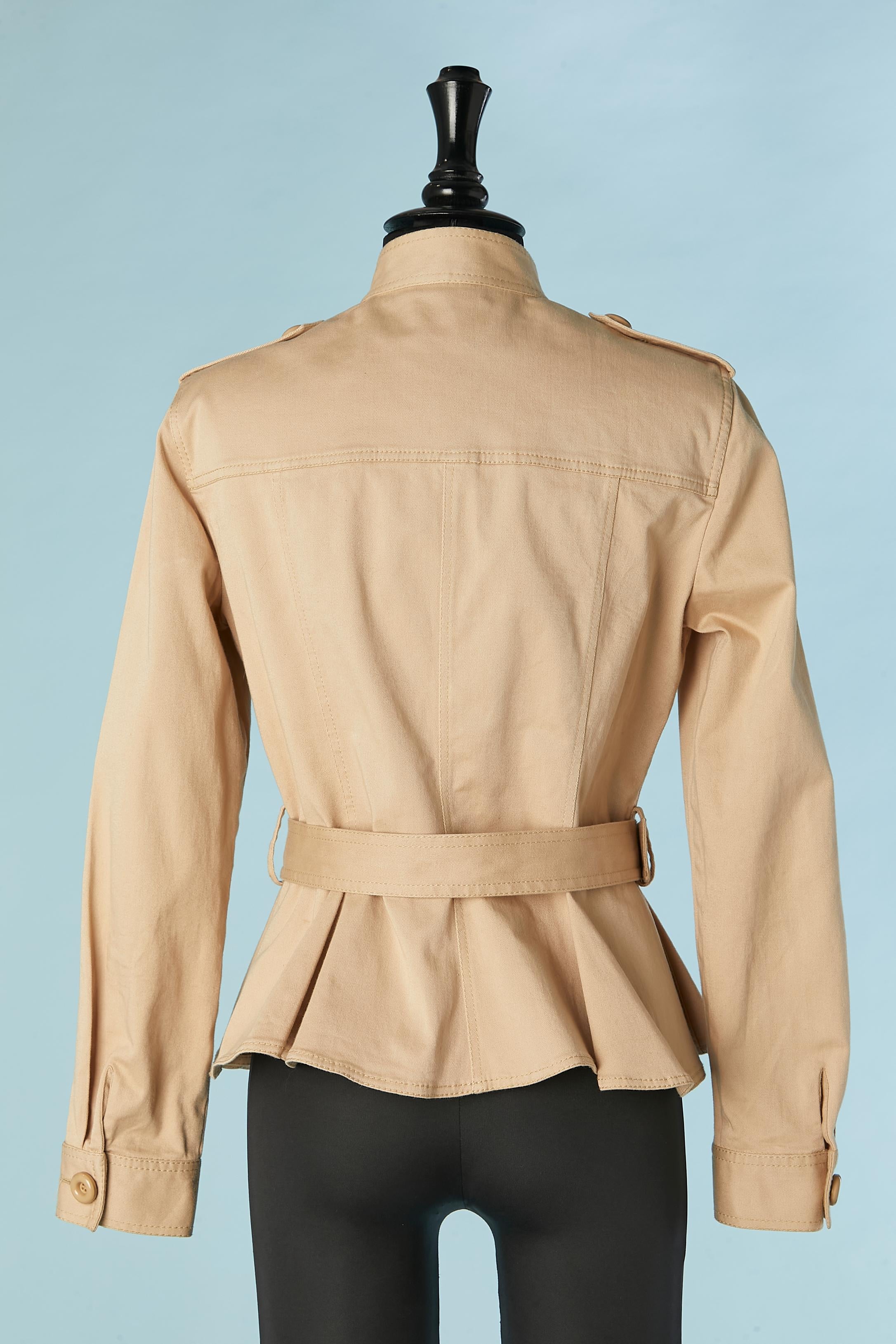 Beige cotton safari jacket with pockets and belt Moschino Cheap&Chic For Sale 2