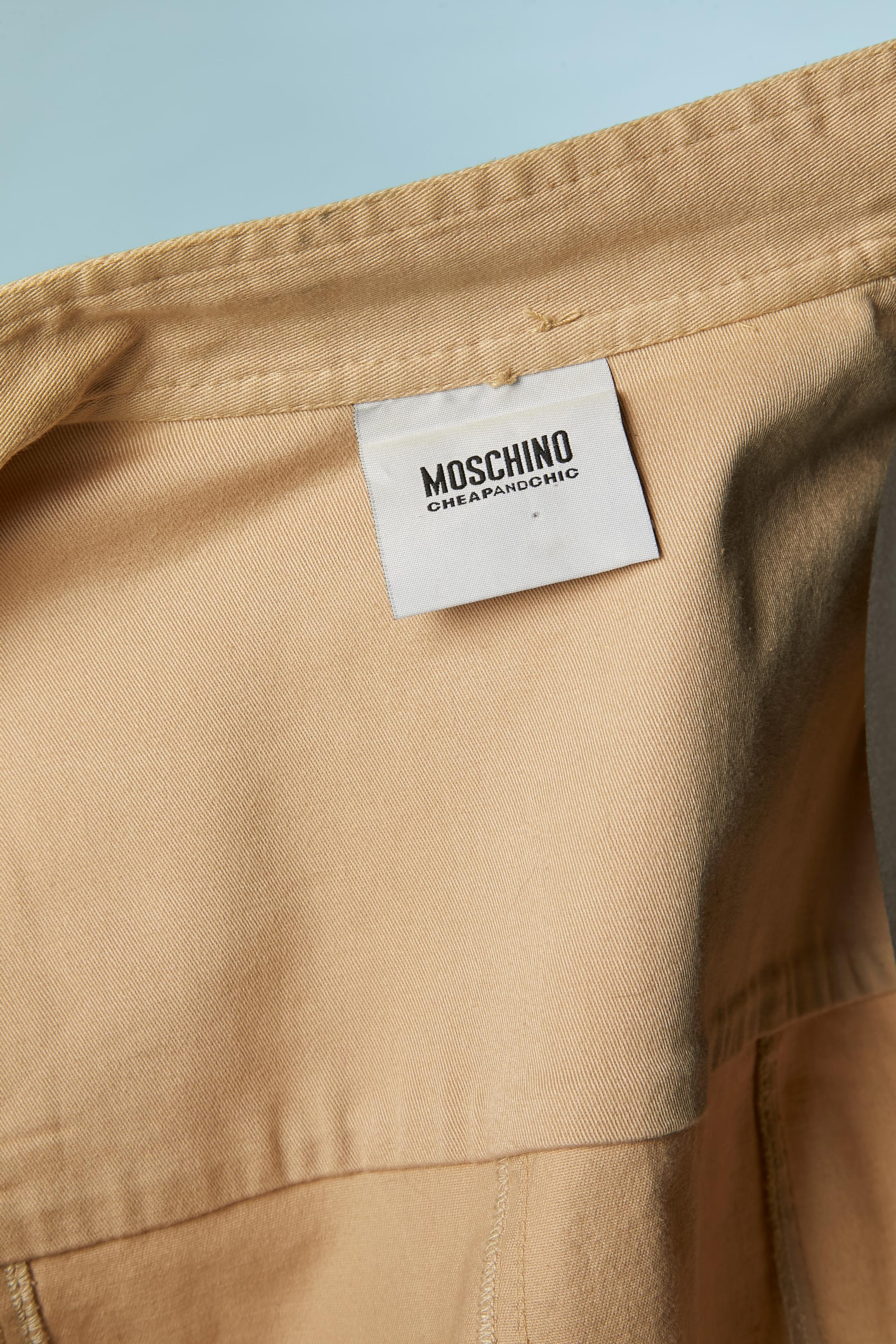Beige cotton safari jacket with pockets and belt Moschino Cheap&Chic For Sale 3
