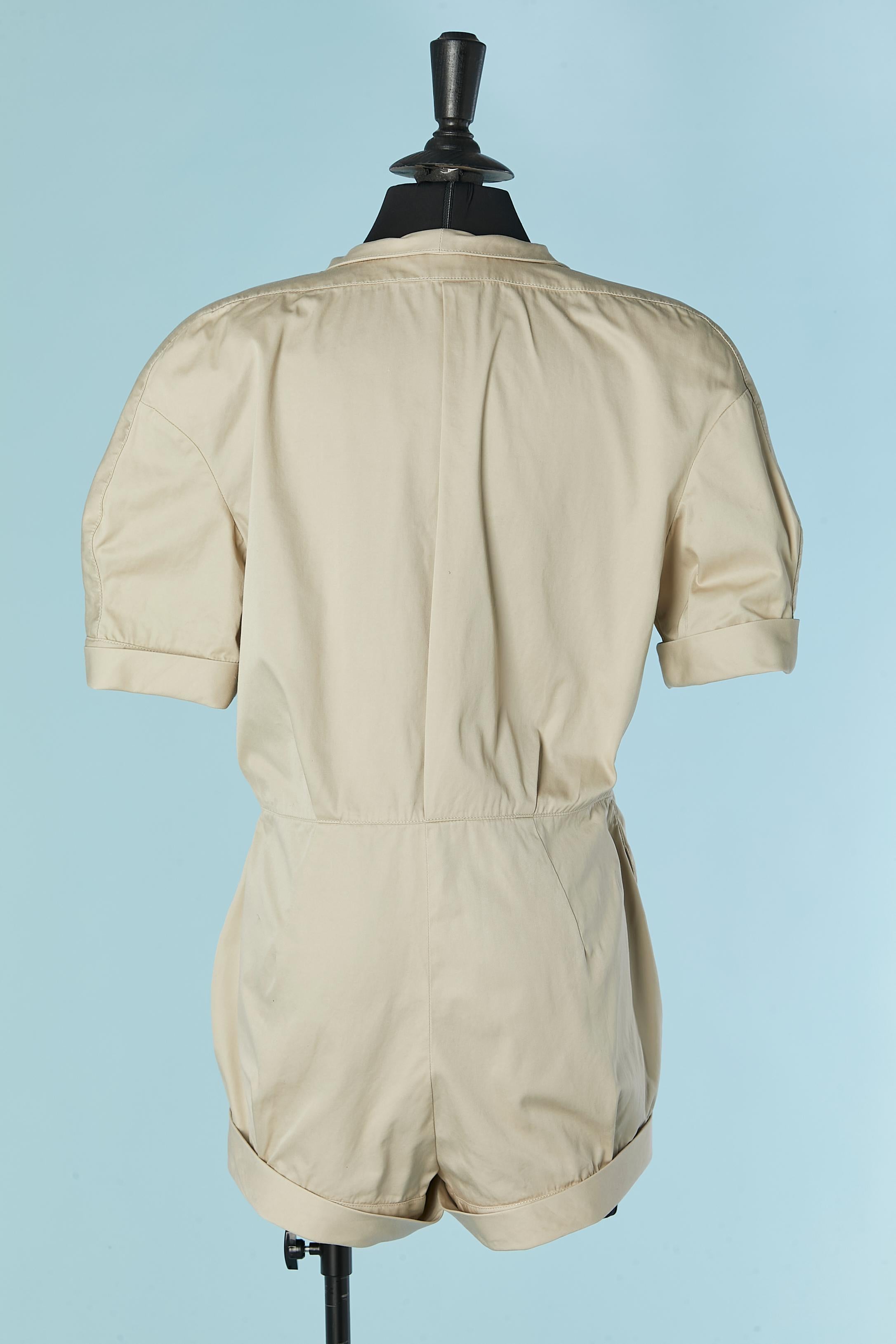 Beige cotton short-jumpsuit THIERRY MUGLER For Sale 2