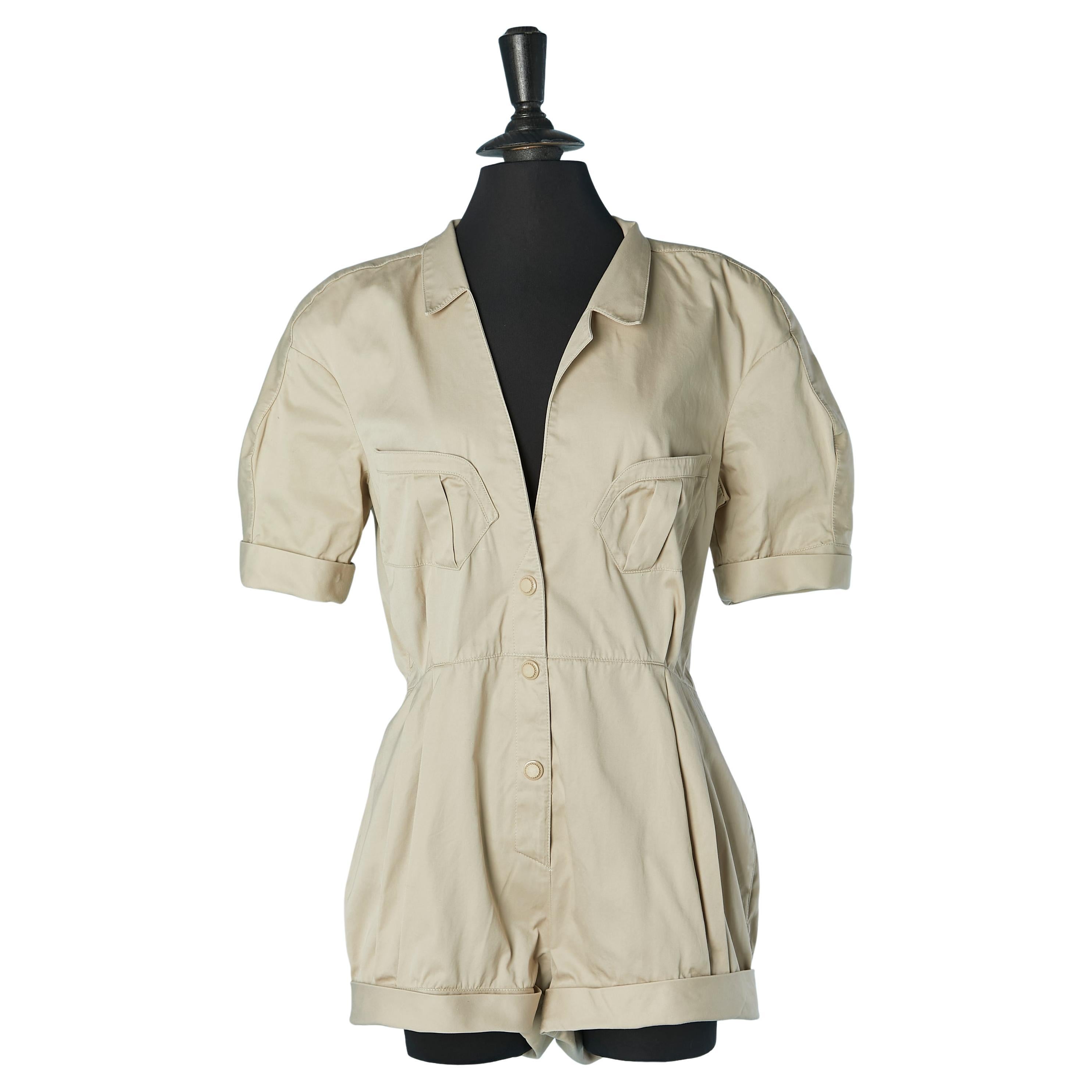 Beige cotton short-jumpsuit THIERRY MUGLER For Sale