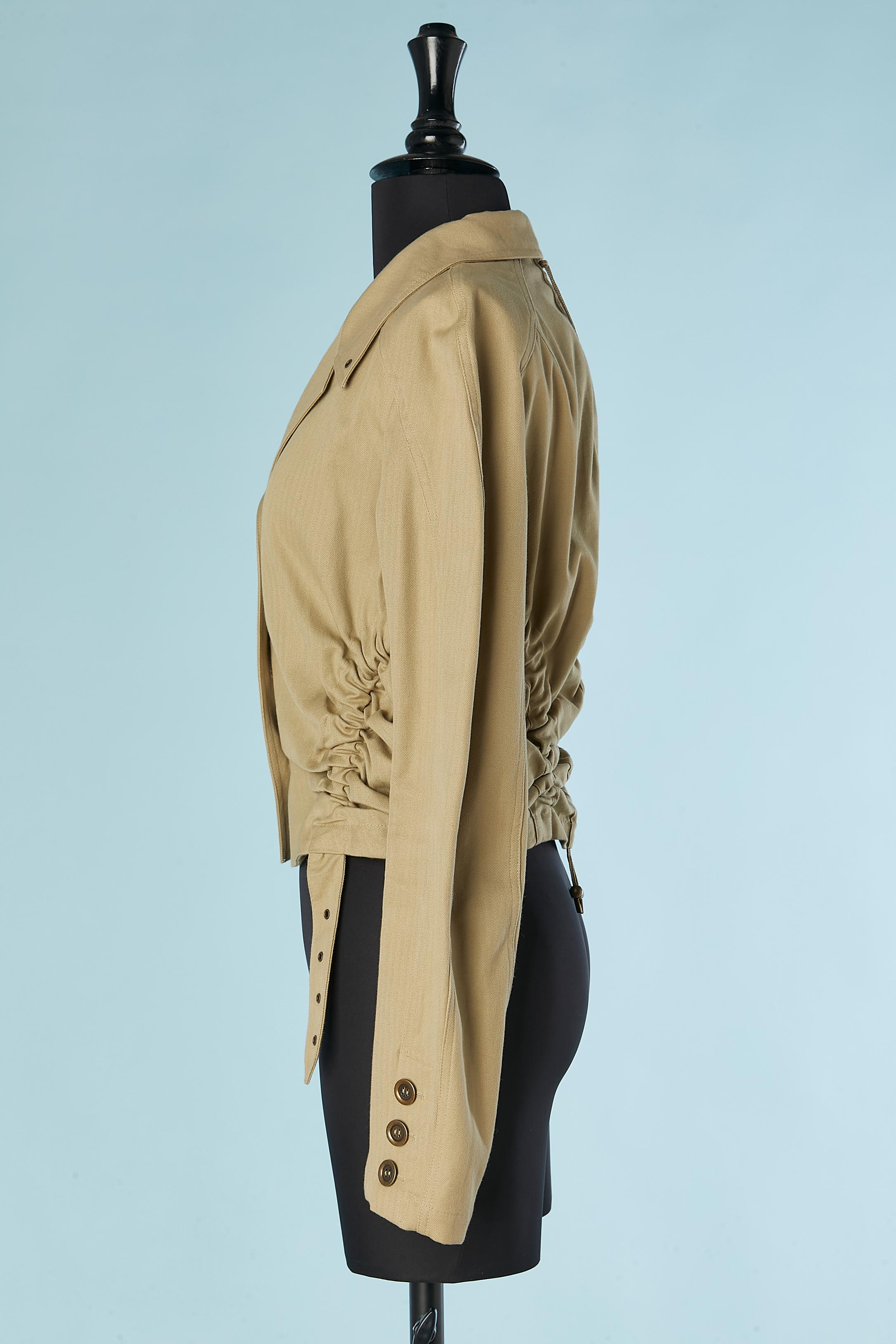 Beige cotton single-breasted sliding jacket John Galliano  For Sale 1
