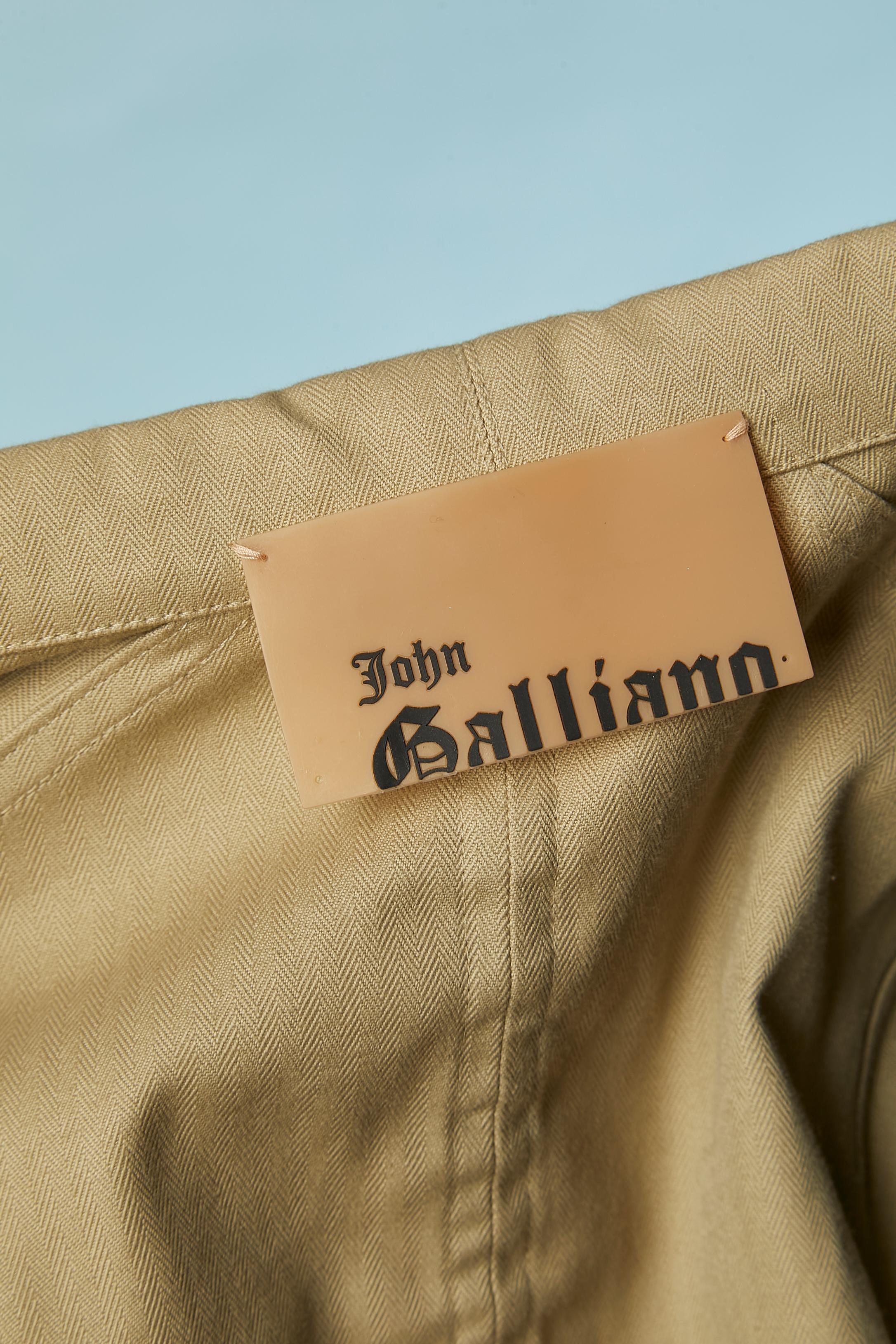 Beige cotton single-breasted sliding jacket John Galliano  For Sale 3