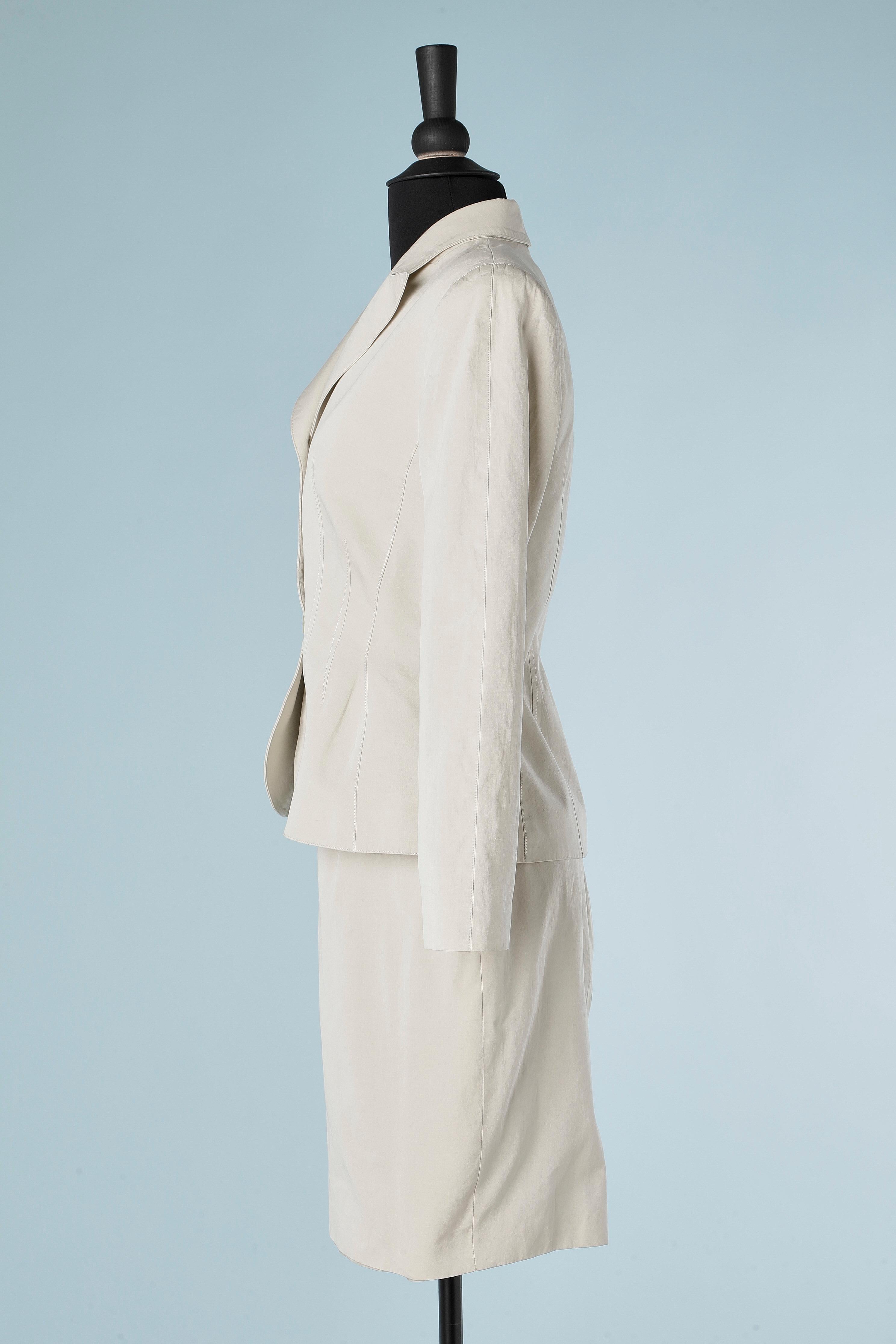Beige cotton skirt suit MUGLER  In Good Condition For Sale In Saint-Ouen-Sur-Seine, FR