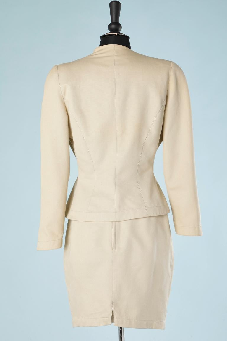 Beige cotton skirt-suit with toothed collar Thierry Mugler  For Sale 1