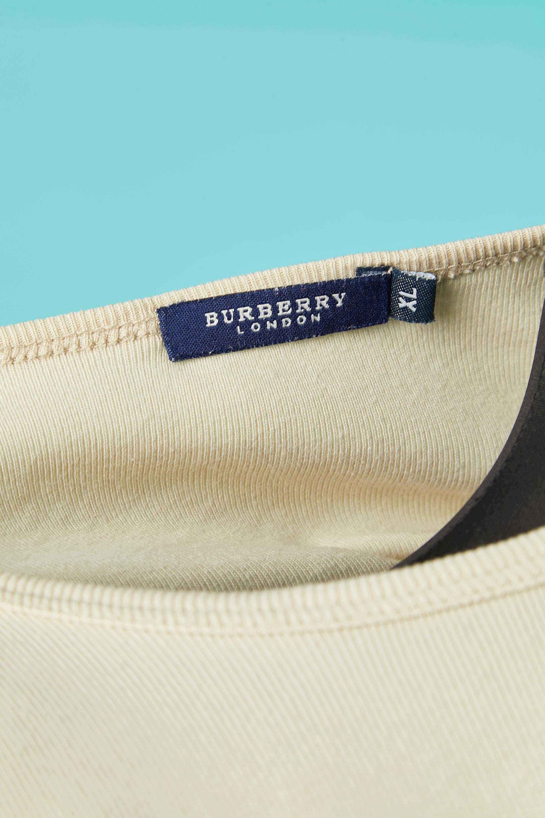 Beige cotton tee-shirt with Tartan details on shoulder BURBERRY London For Sale 1